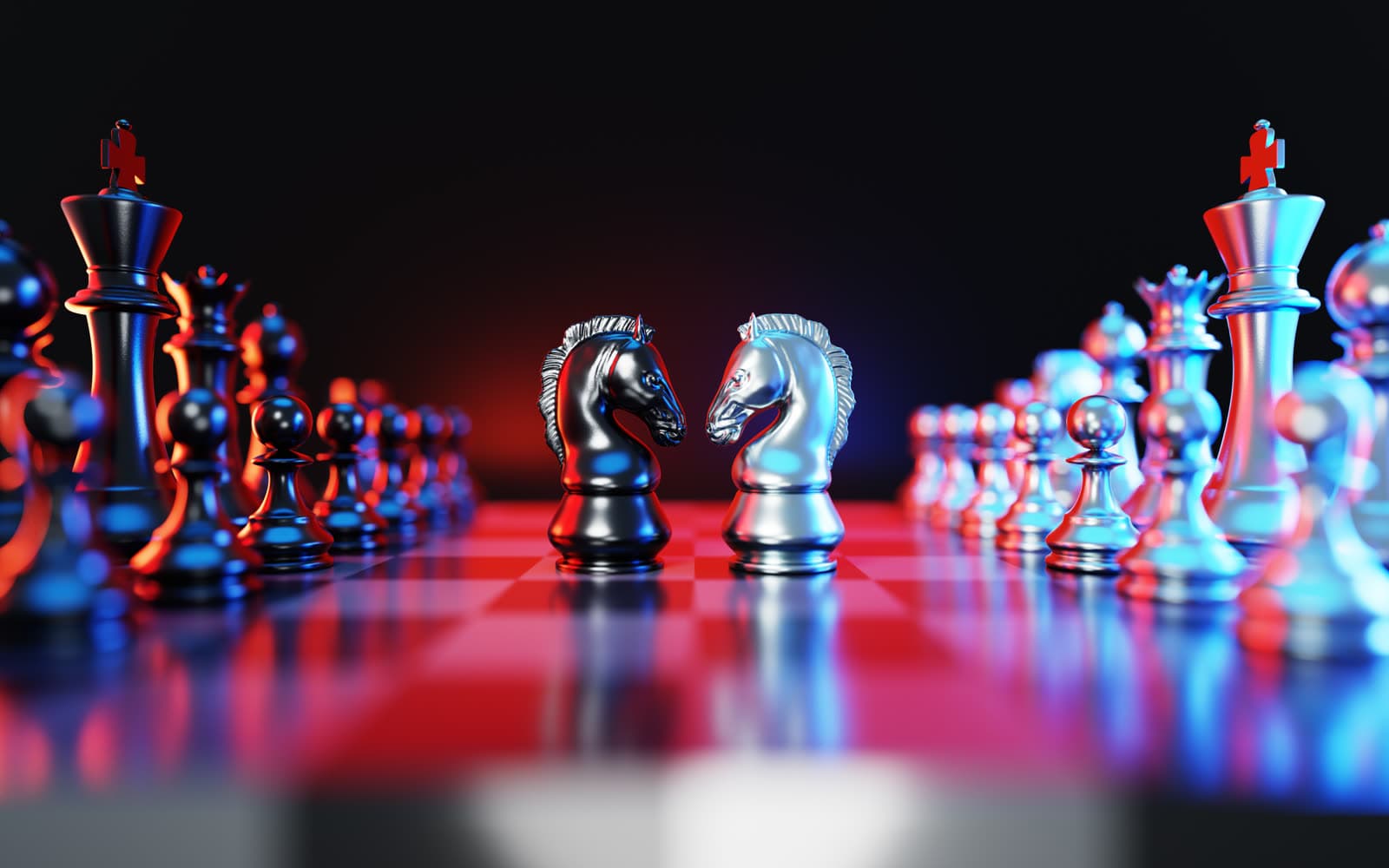 Chess pieces representing deliberate business strategy
